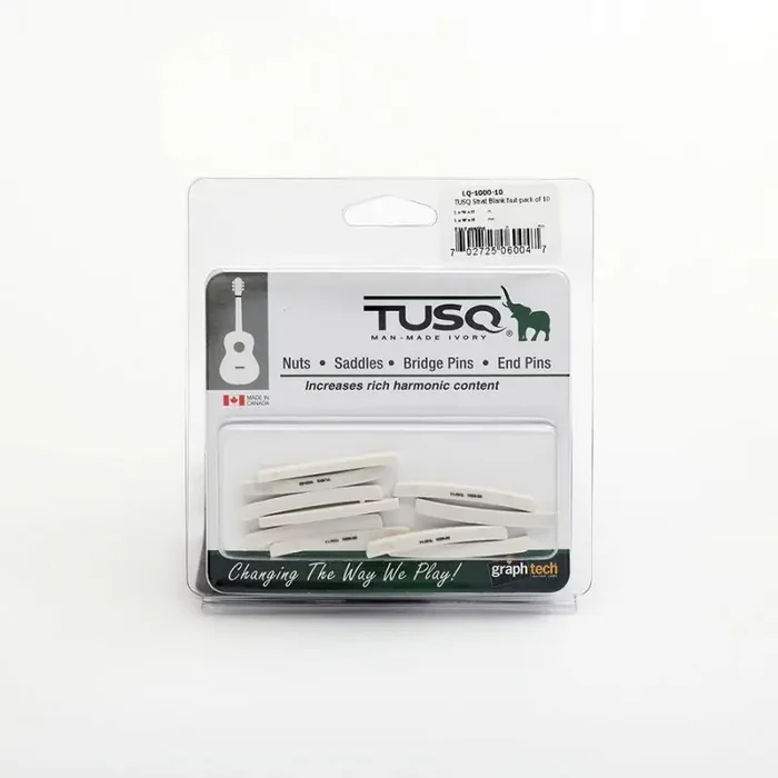 Graphtech TUSQ 10-pack electric guitar nuts (Fender), curved bottom, blank