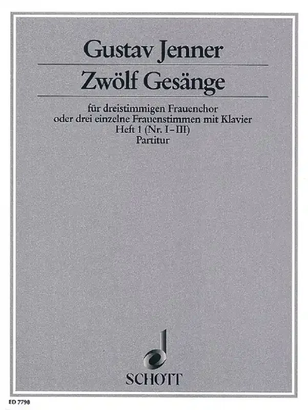 Gustav Jenner Zwölf Gesänge (KP) Frauenchor mit Begleitung