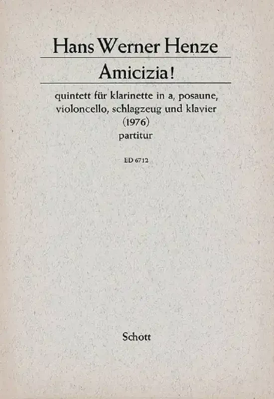 Hans Werner Henze Amicizia! Kammerensemble