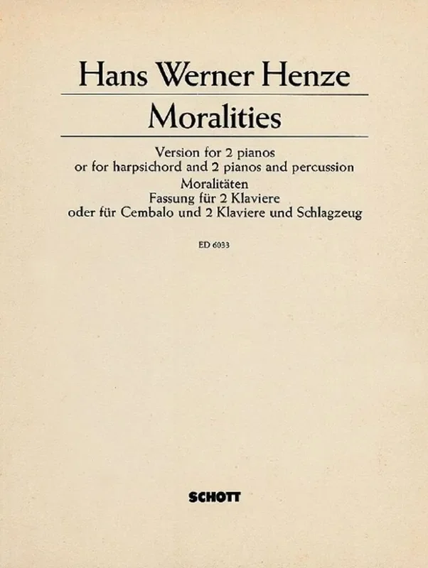 Hans Werner Henze Moralities Gemischter Chor mit Begleitung
