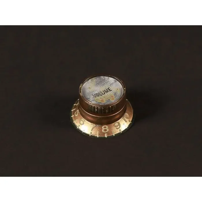 Hat knob LP/SG style, gold with silver cap, relic, Volume, metric size for import/Japan pots