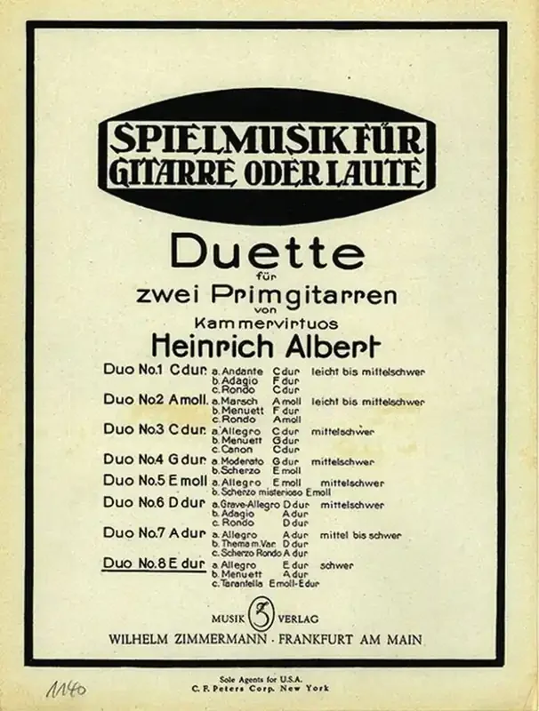 Heinrich Albert Acht Duette Gitarre Duett