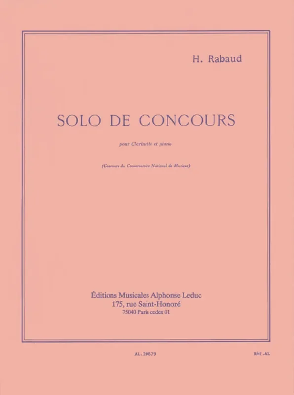 Henri Rabaud Solo De Concours pour clarinette et piano Klarinette mit Begleitung