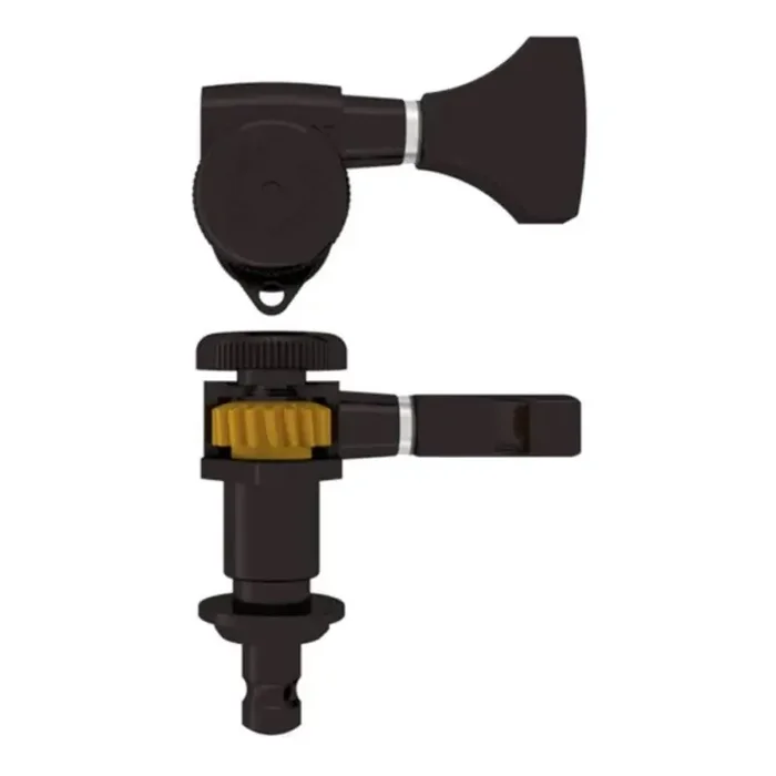 Hipshot guitar tuner, Grip-Lock open, 21.0mm (0.827″) post height, bass side, black