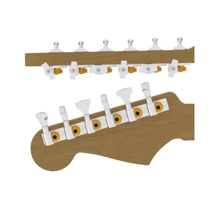 Hipshot guitar tuner upgrade kit, 6 in line classic, open chrome staggered