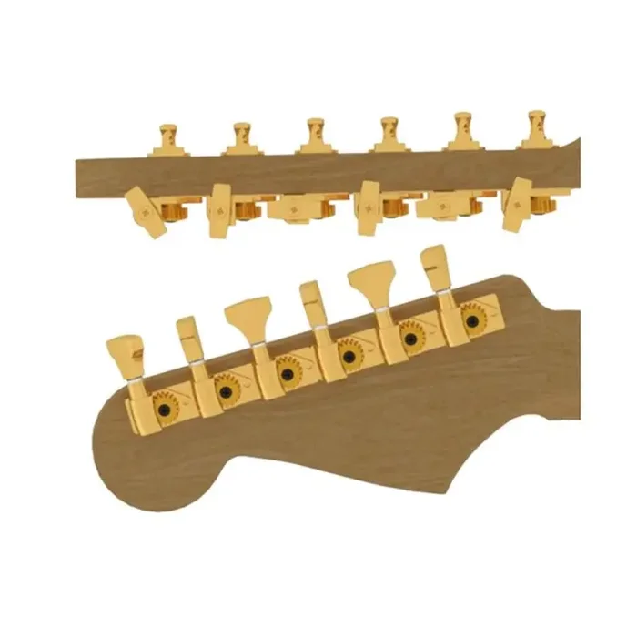 Hipshot guitar tuner upgrade kit, 6 in line classic, open gold staggered