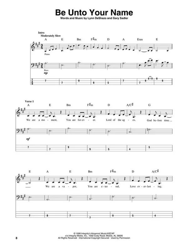 Holy Is the Lord – Bass Edition Bassgitarre Solo