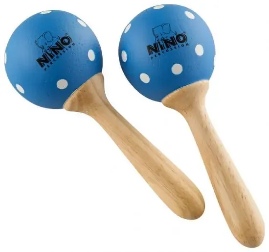Holz Maracas Klein Blau mit Polka Dots NINO7PD-B