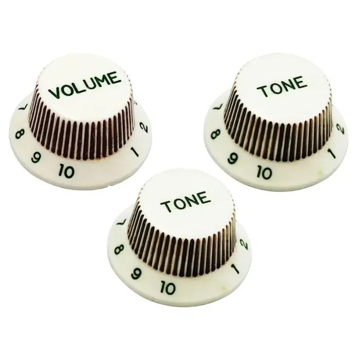 Hosco Japan 60‘s ST style knob set, 1V + 2T, heavy relic aged white