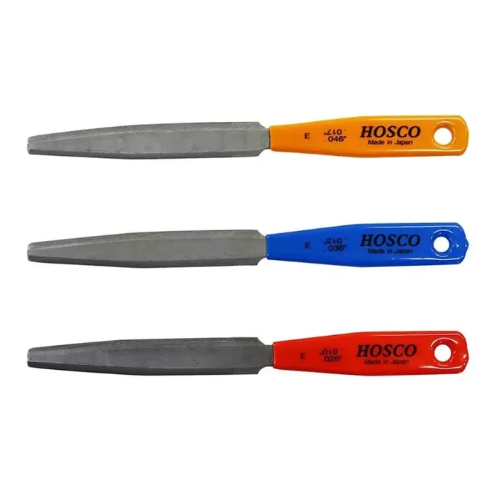 Hosco Japan nut slotting files set of 3pcs electric bassguitar 045″/085″, 065″/105″, 075″/130″