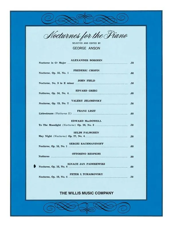 Ignacy Jan Paderewski Nocturne, Op. 16, No. 4 Klavier Solo