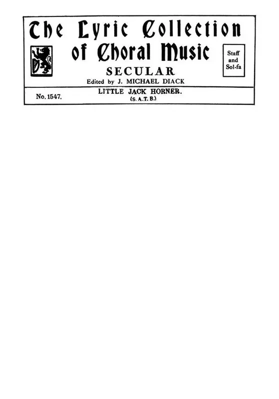 J. Michael Diack Little Jack Horner Gemischter Chor mit Begleitung
