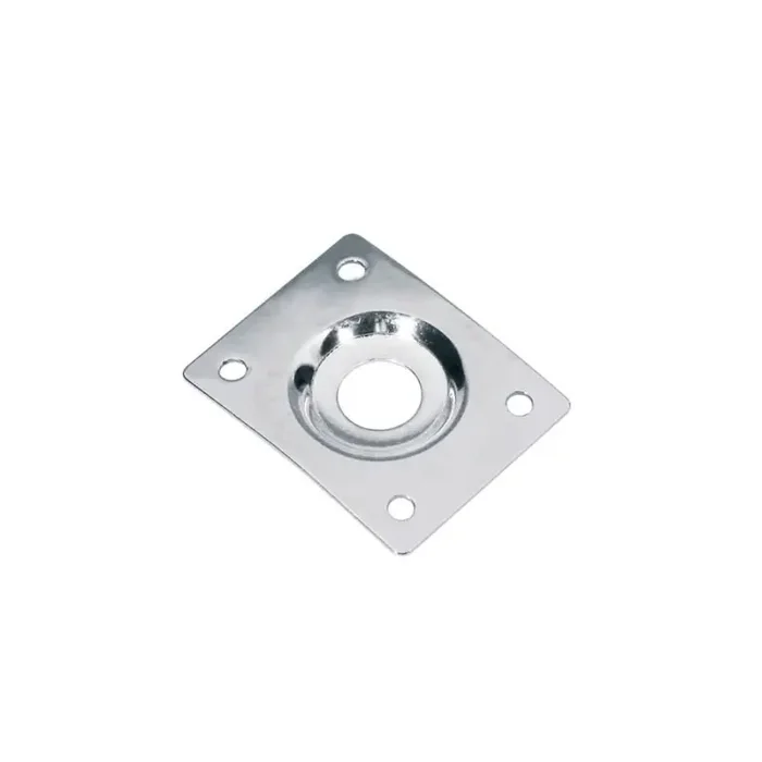 Jack plate, rectangular, recessed hole, chrome, slanted metal