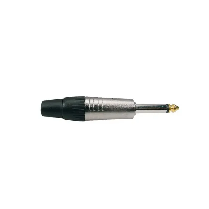 Jack plug, 6,3mm, 2-polig, aluminium, rubber 7,5mm