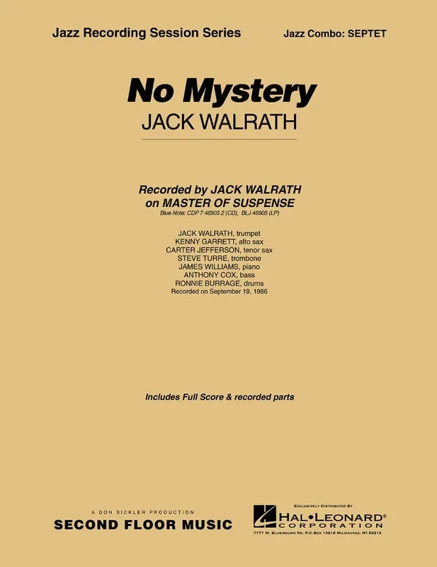 Jack Walrath No Mystery Full Score Jazz Ensemble