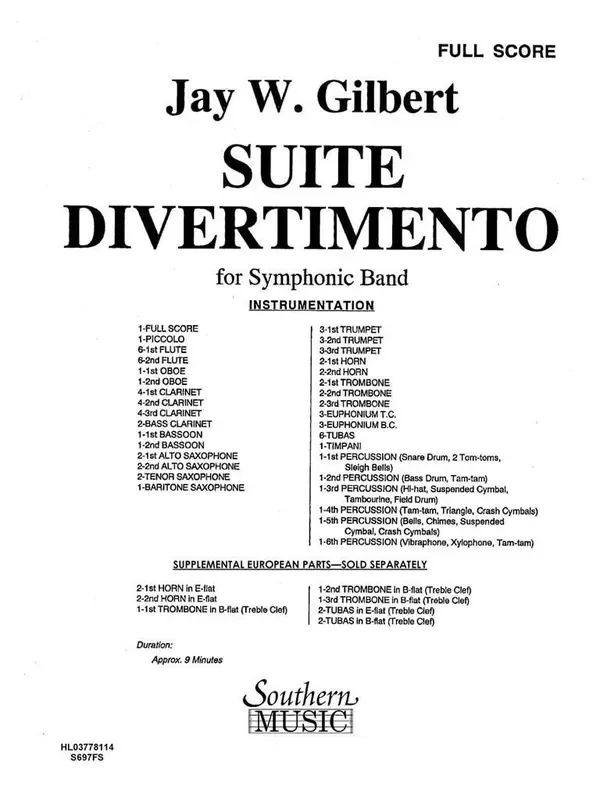 Jay W. Gilbert Suite Divertimento Blasorchester