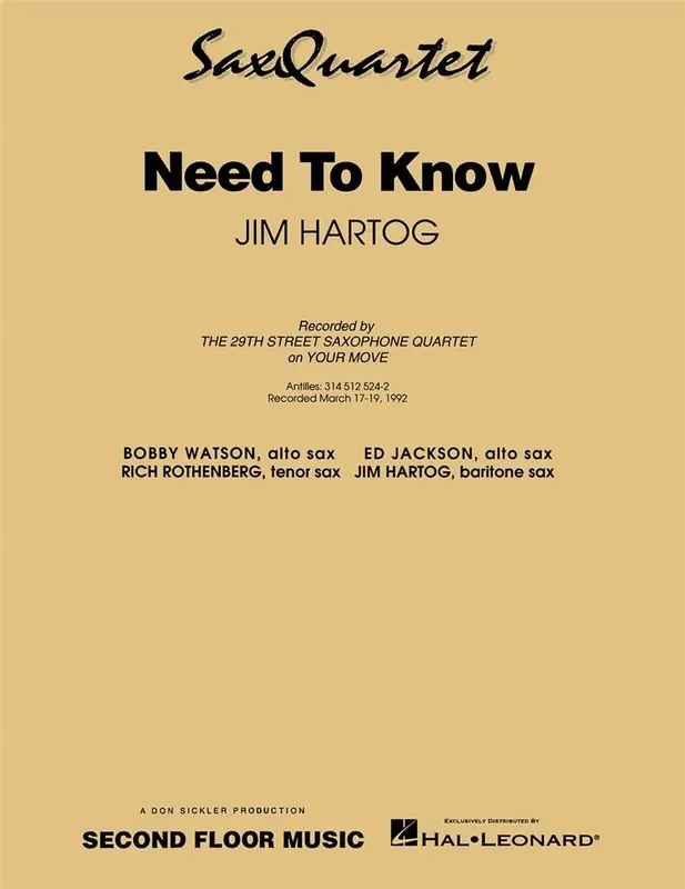 Jim Hartog Need to Know Saxophon Ensemble
