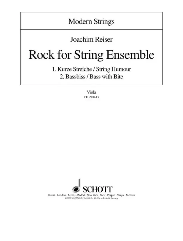 Joachim Reiser Rock for String Ensemble Streichensemble