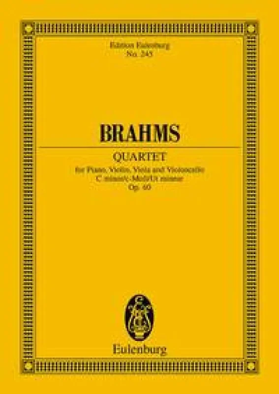 Johannes Brahms Piano Quartet Op 60 C Minor Klavierquartett