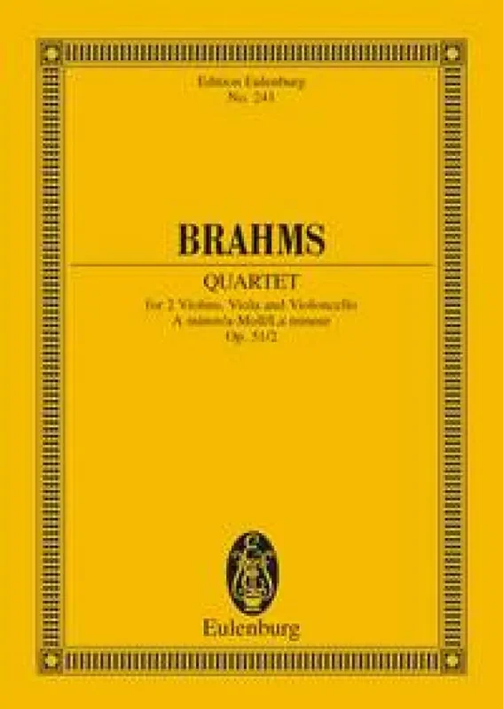 Johannes Brahms String Quartet Op 51 No 2 In A Minor Streichquartett