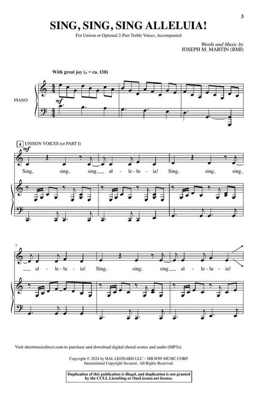 Joseph M. Martin Sing, Sing, Sing Alleluia Gemischter Chor mit Begleitung