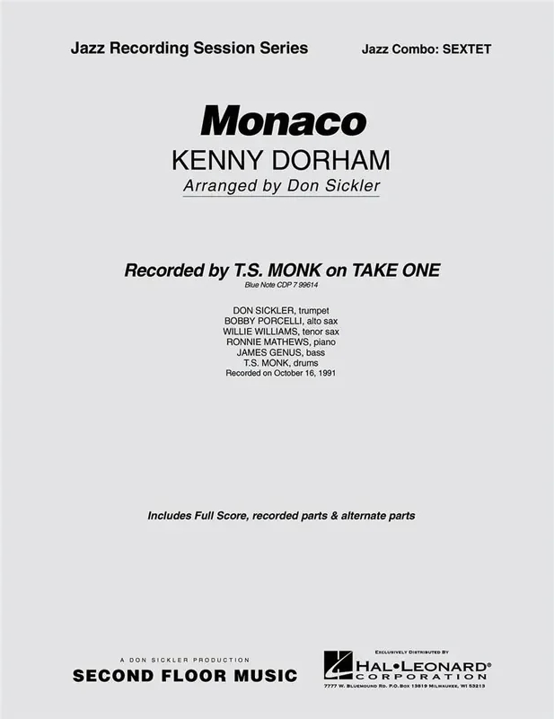 Kenny Dorham Monaco (Arr. Don Sickler) Jazz Ensemble