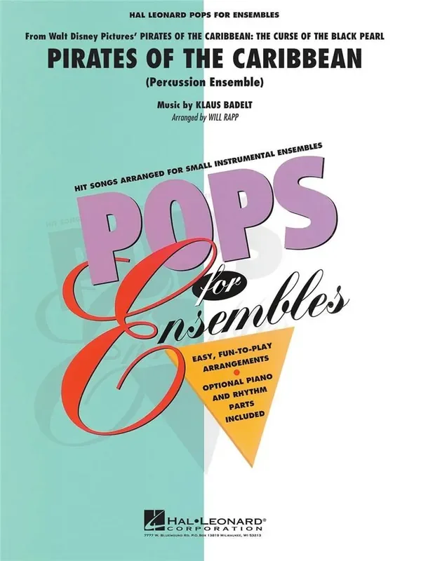 Klaus Badelt Pirates Of The Caribbean (Arr. Will Rapp) Percussion Ensemble