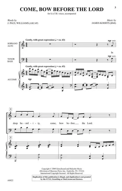 Koerts, James Come Bow Before the Lord