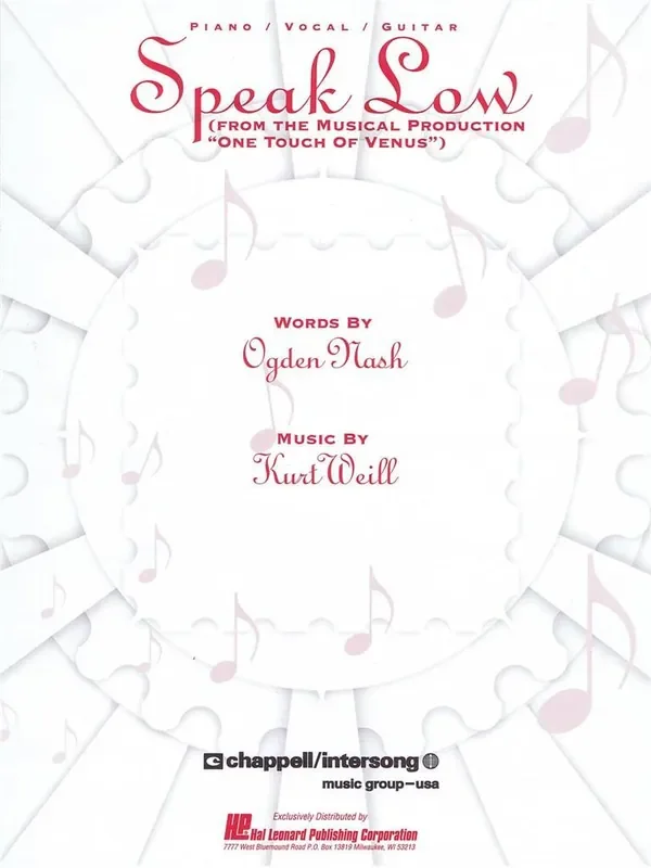 Kurt Weill Speak Low Klavier, Gesang, Gitarre (Songbooks)