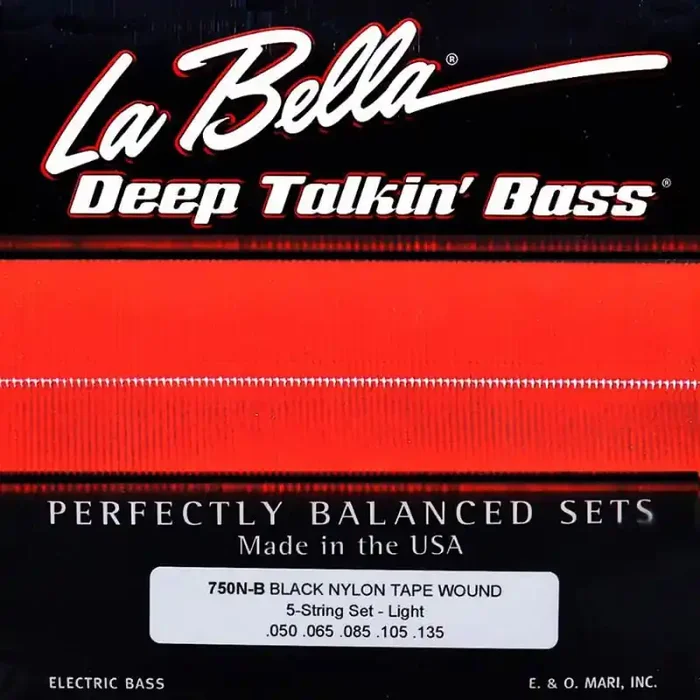 La Bella Deep Talkin‘ Bass string set electric 5-string bass, black nylon tape wound, light, 050-065-085-105-135 longscale