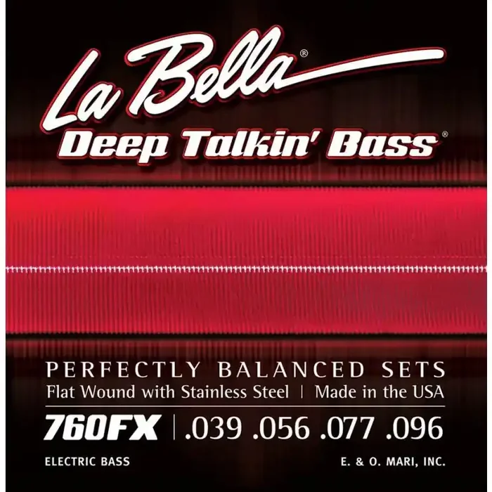 La Bella Deep Talkin‘ Bass string set electric bass, stainless steel flatwound, extra light, 039-056-077-096