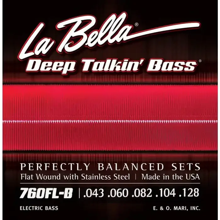 La Bella Deep Talkin‘ Bass string set electric bass, stainless steel flatwound, light, 043-060-082-104-128