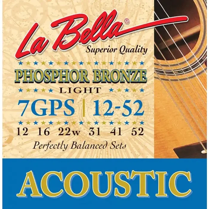 La Bella string set acoustic light, 012-016-022w-031-041-052
