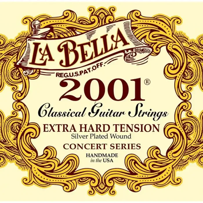 LaBella 2001 Series snarenset klassiek, professional, extra hard tension, clear nylon trebles, silverplated basses