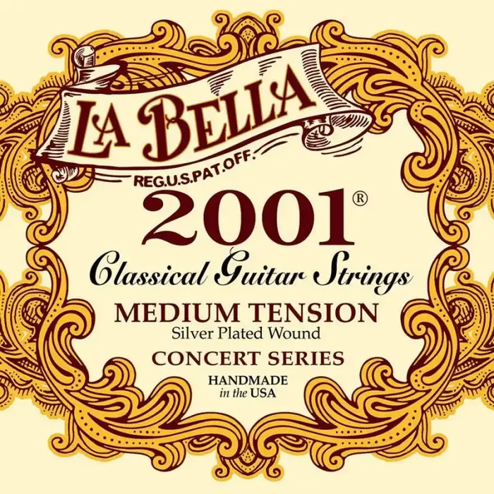 LaBella 2001 Series snarenset klassiek, professional, medium tension, clear nylon trebles, silverplated basses