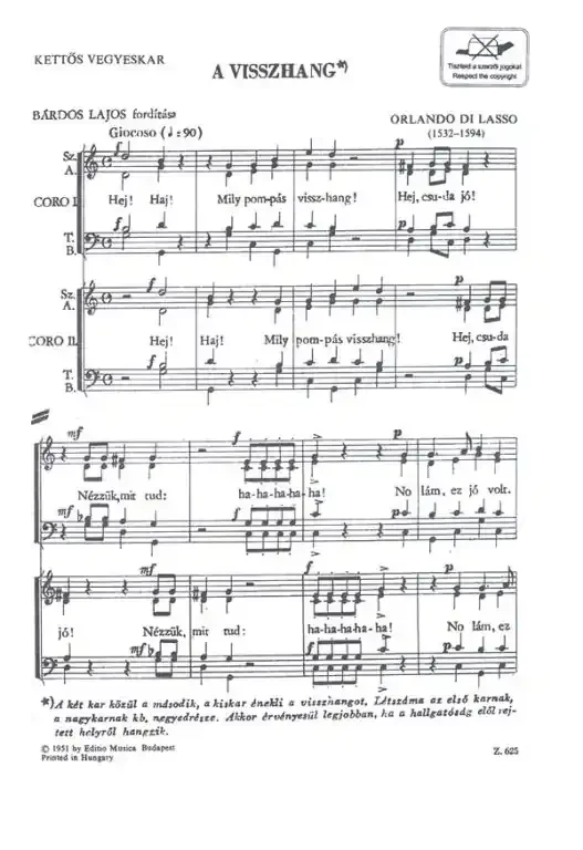 Lasso, Orlando di A visszhang