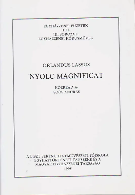 Lasso, Orlando di Nyolc Magnificat