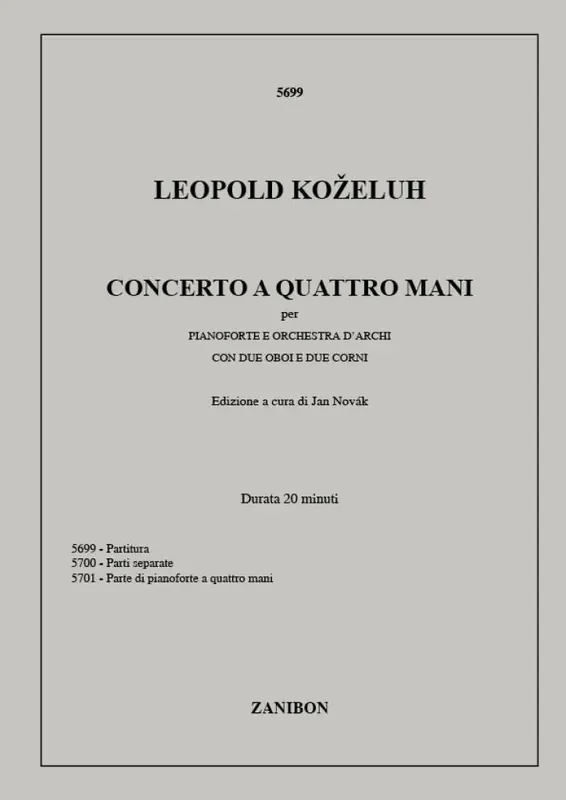 Leopold Kozeluch Concerto A Quattro Mani Streichorchester