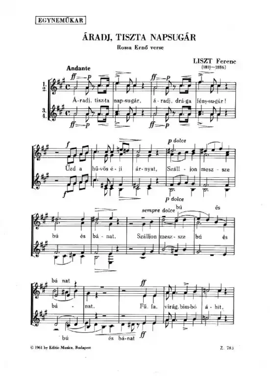 Liszt Ferenc Áradj tiszta napsugár