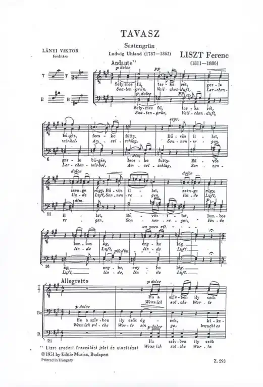 Liszt Ferenc Tavasz (Saatengrün)