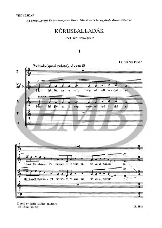 Loránd István Kórusballadák
