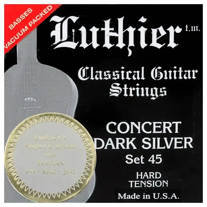 Luthier Super Carbon 101 string set classic, Concert Dark Silver, hard tension, with carbon trebles