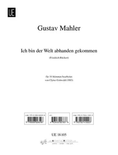 Mahler, Gustav Ich bin der Welt abhanden gekommen