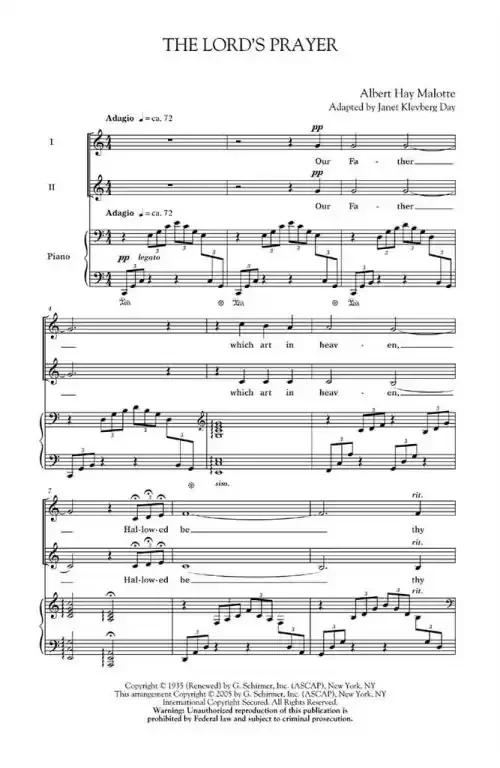 Malotte, Albert H. The Lord‘s Prayer (Low Voice)