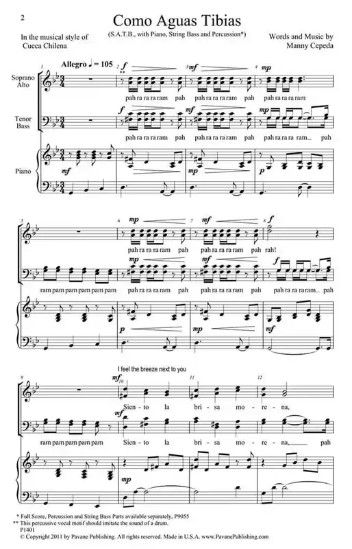 Manny Cepeda Como Aguas Tibias Gemischter Chor mit Begleitung