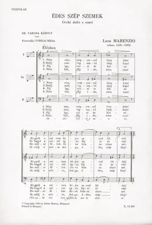 Marenzio, Luca Occhi dolci e soavi