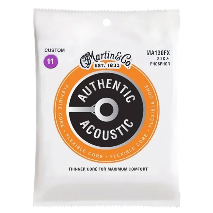Martin Authentic Acoustic Flexible Core string set, silk & phosphor bronze, custom, 011-013-023-028-038-047