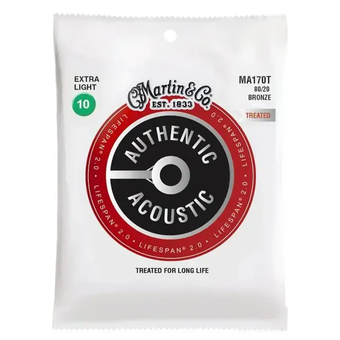 Martin Authentic Acoustic Lifespan 2 string set 80/20 bronze, extra light