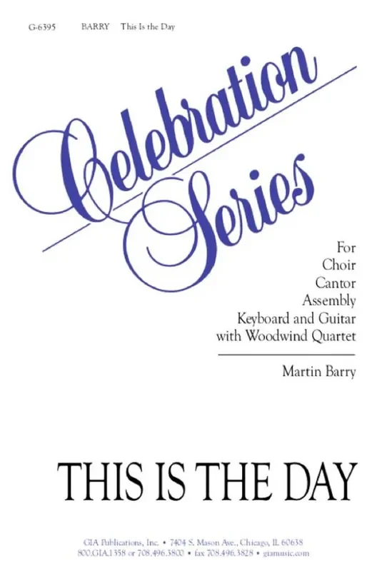 Martin Barry This Is the Day – instrumental parts Gemischter Chor mit Begleitung