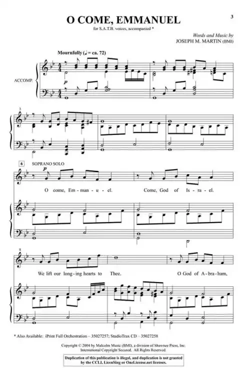 Martin, Joseph M. O Come, Emmanuel from The Voices of Christmas